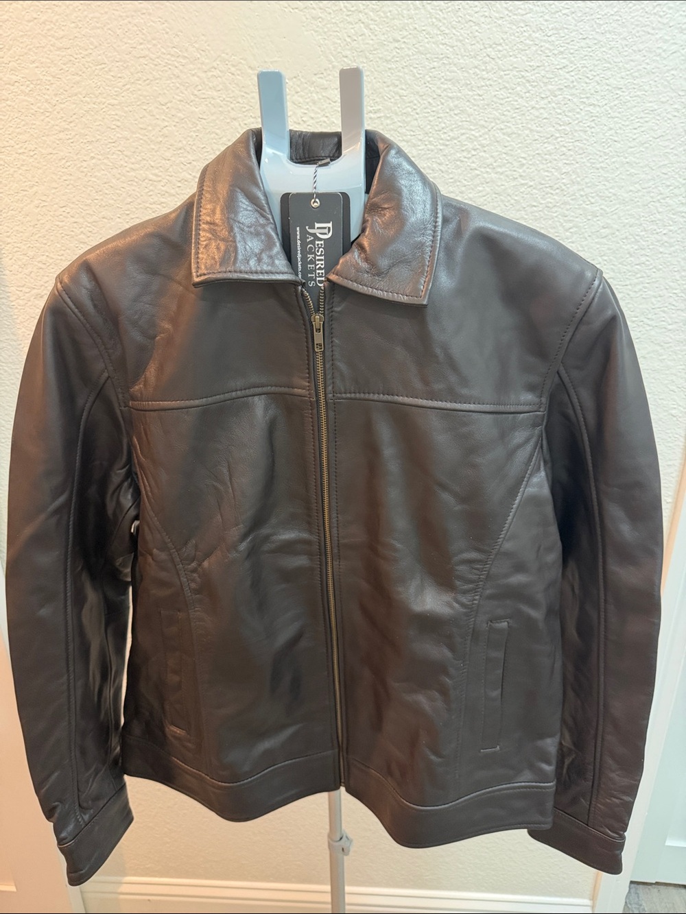 Men's Dark Brown Leather Bomber Jacket
